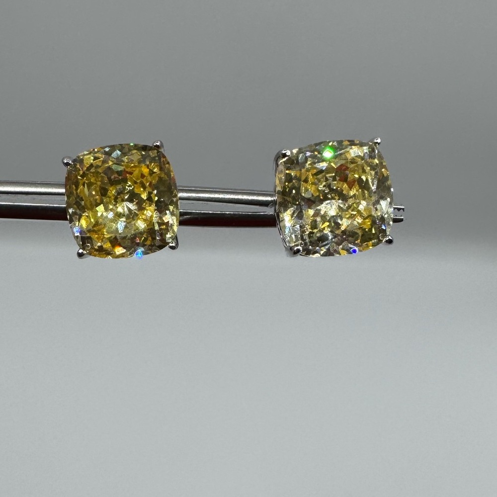 7.5ct Cushion Canary Studs - Picture 11 of 13